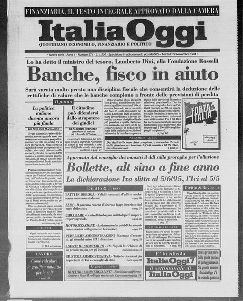 Italia oggi : quotidiano di economia finanza e politica